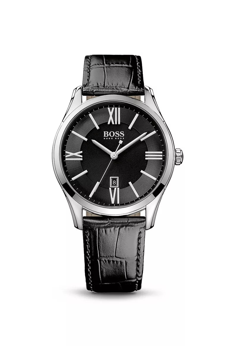 Hugo Boss Black Croc-Embossed Strap 3-Hand Quartz Ambassador Watch