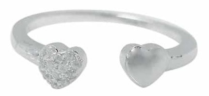 Sterling Silver Double Heart Ring with Cubic Zirconia BAM