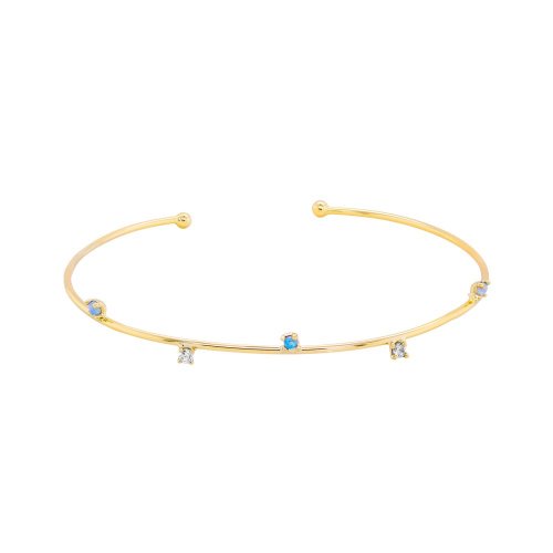 Gold Plated Synthetic Opal and Cubic Zirconia Bangle