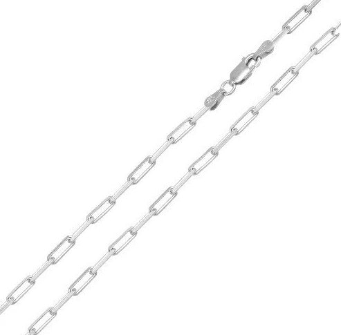 Sterling Silver Rounded Paper Clip Chain 18
