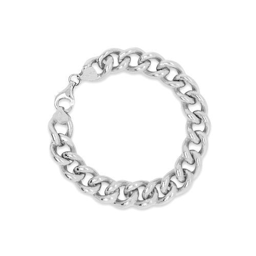 Sterling Silver Thick Hollow Curb Link Bracelet | 8.5"