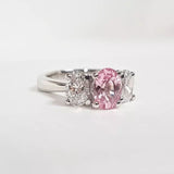 Platinum Pink Sapphire and Lab Created Diamond Trinity Ring
