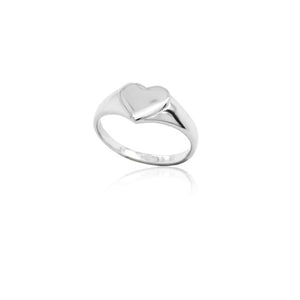 Sterling Silver Heart Signet Ring- Size 7
