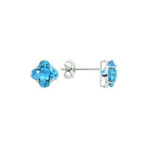 14K Genuine Blue Topaz Stud Earrings