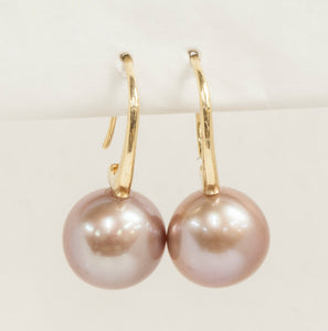 Gold Plated Pink Freshwater Pearl Drop Earrings