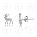 Sterling Silver Reindeer Stud Earrings