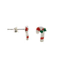 Sterling Silver Enamel Candy Cane Earrings