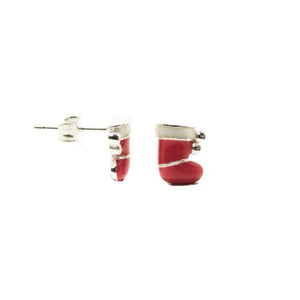 Sterling Silver and Enamel Stocking Earrings