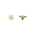 Gold Plated Sterling Silver Mis-Matched Bee and Flower Stud Earrings