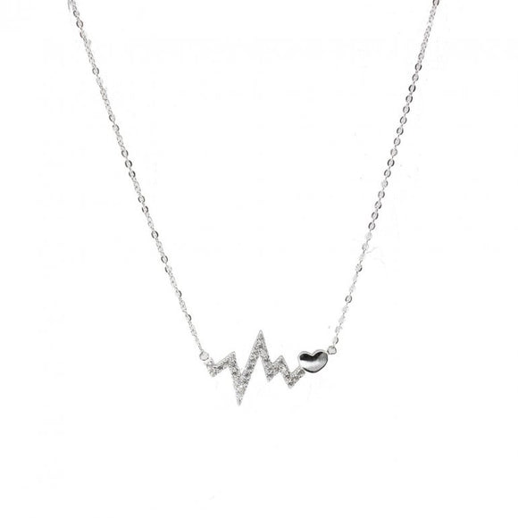 Sterling Silver Heart Beat Necklace | 16