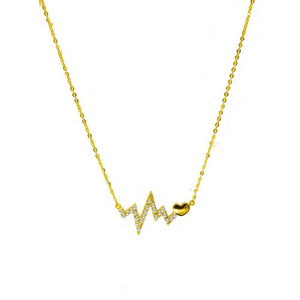 Gold Plated Heart Beat Necklace | 16"