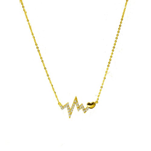 Gold Plated Heart Beat Necklace | 16
