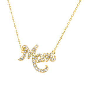 Gold Plated 'Mom' Necklace | 18"