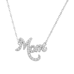 Sterling Silver 'Mom' Necklace | 18"