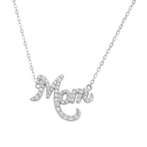 Sterling Silver 'Mom' Necklace | 18