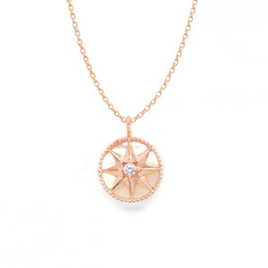 Rose Gold Plated Eight-Point CZ Northern Star Necklace | 17"
