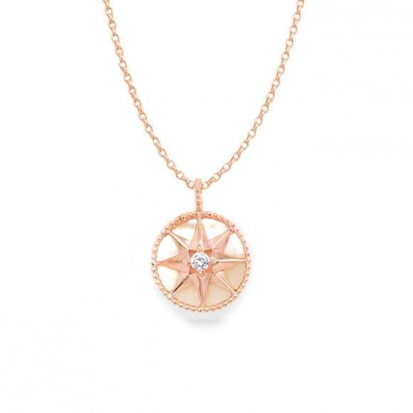 Rose Gold Plated Eight-Point CZ Northern Star Necklace | 17