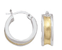14K Two-tone Huggie Hoop Earrings