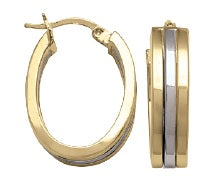 14K Two-tone Oval Hoop Earrings
