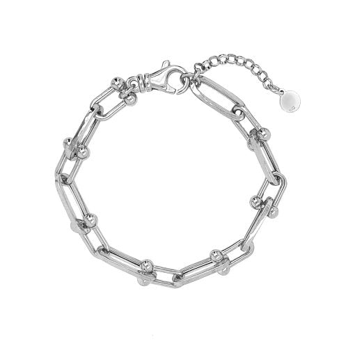 Sterling Silver U link Bracelet | 8
